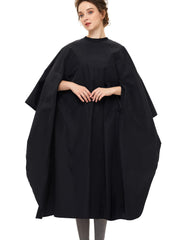Izzycka barber cape with armholes showing hands-free design for precise grooming.
