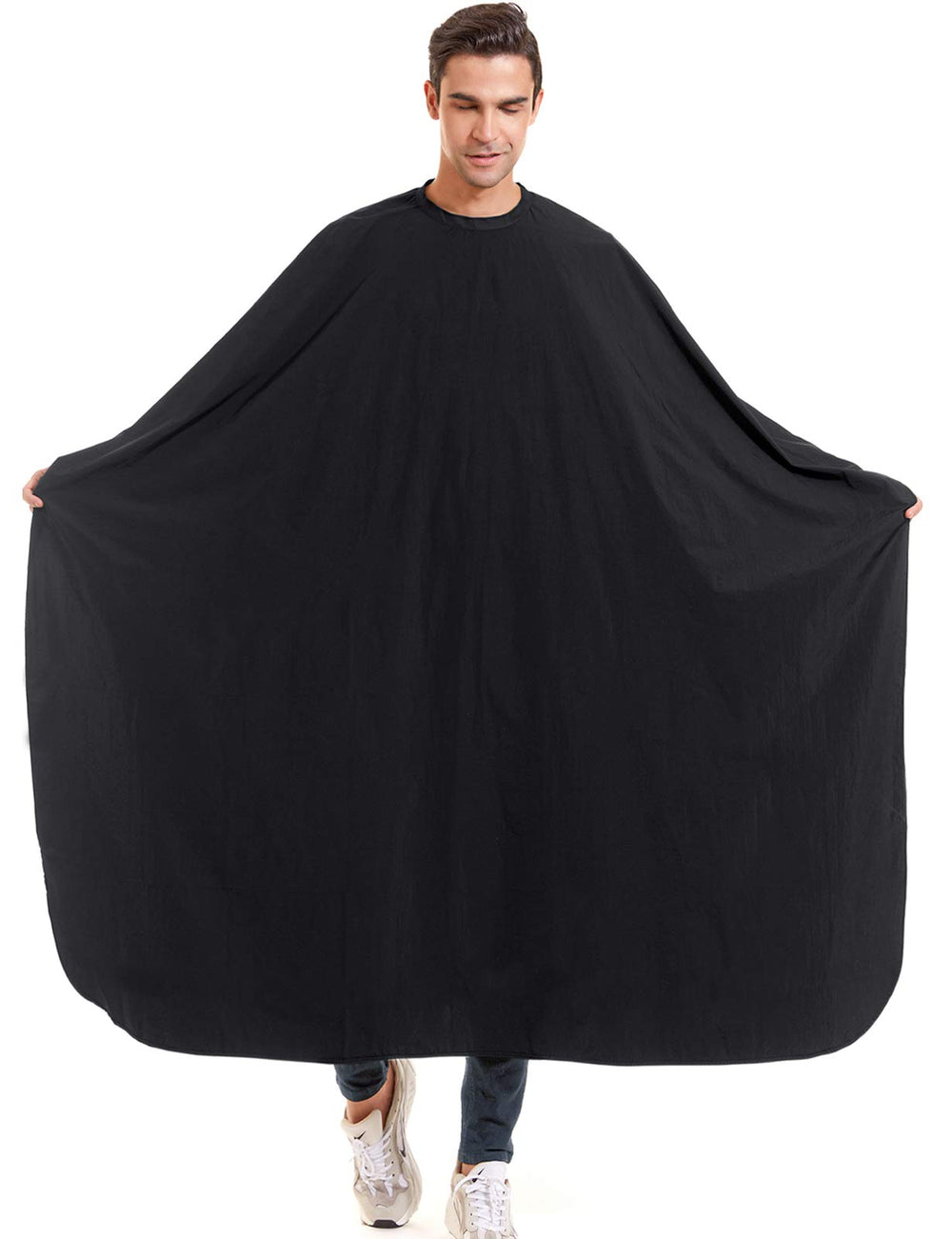 Izzycka Nylon barber cape water-repellent front view for salon or home use