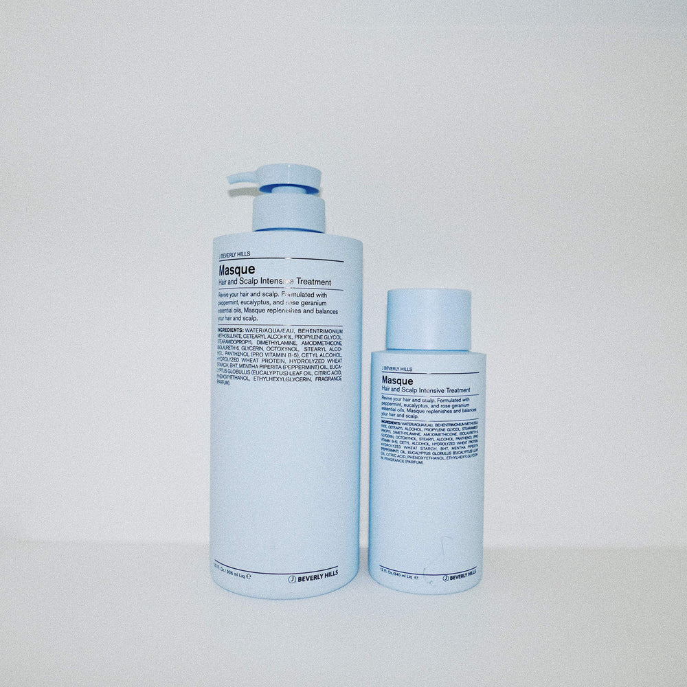 J Beverly Hills Blue Hair Mask essential oils drops highlight peppermint and eucalyptus