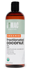 J MAC BOTANICALS Organic Fractionated Coconut Oil bottle, ideal carrier for essential oil blends
