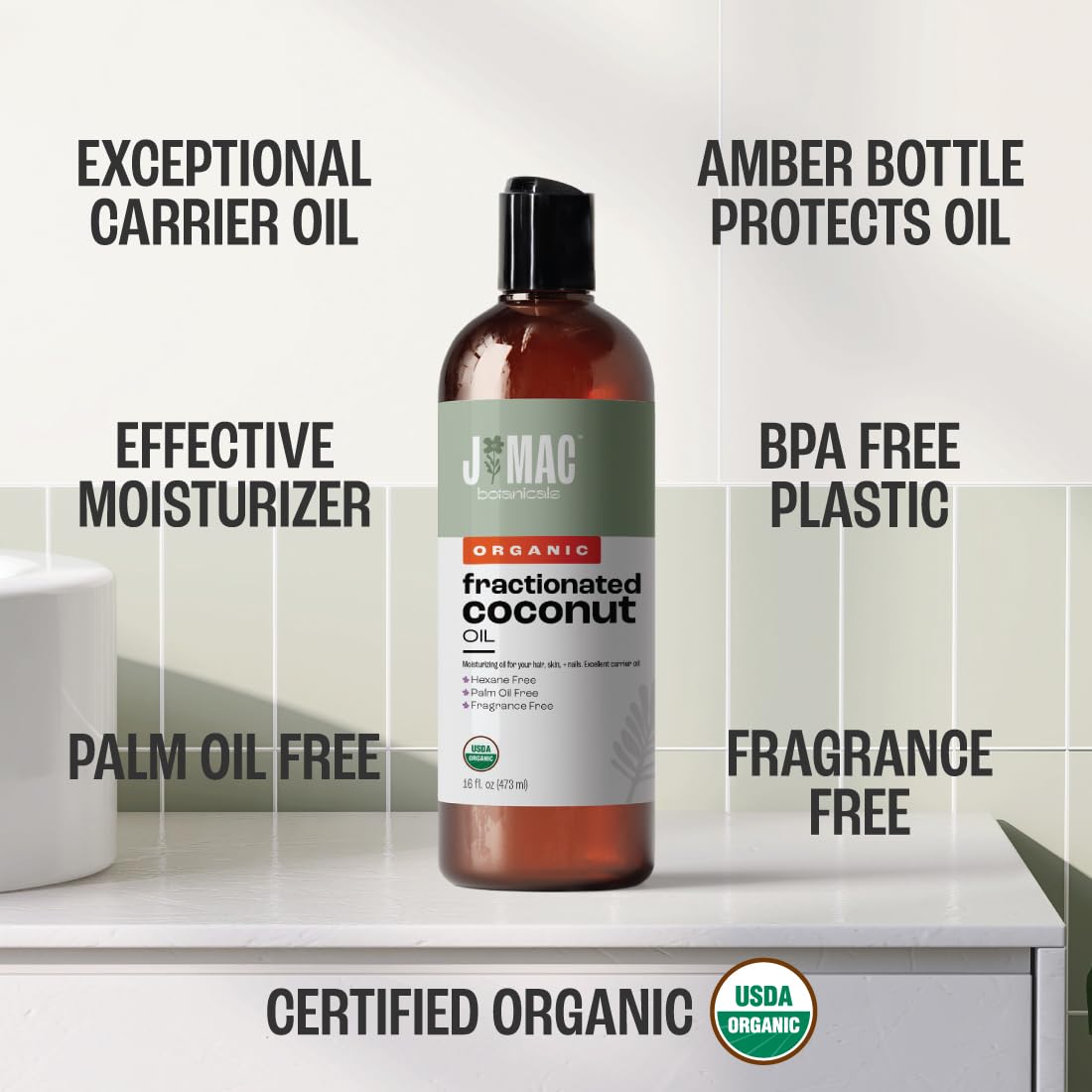 J MAC BOTANICALS coconut oil used as leave-in conditioner for dry hair