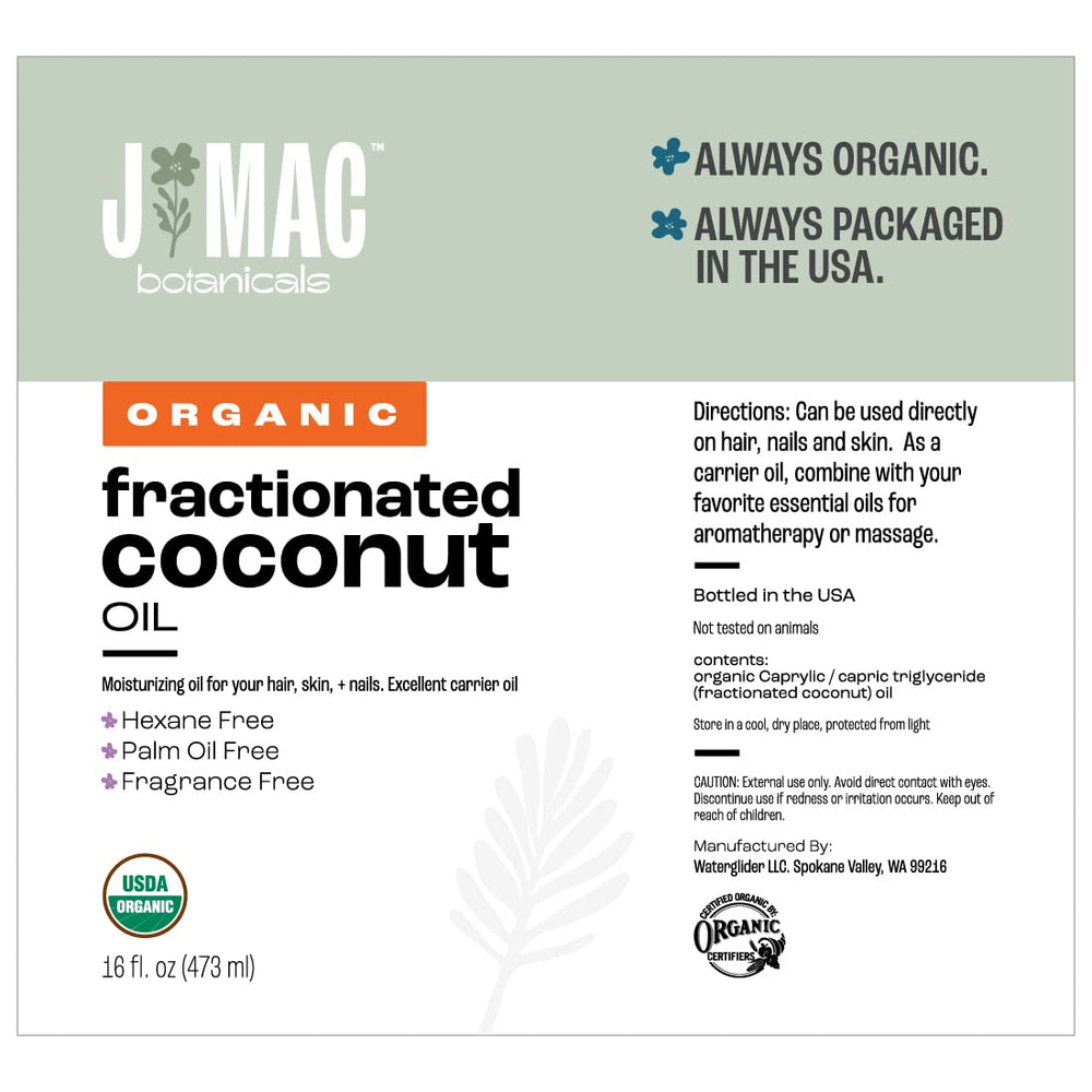 J MAC BOTANICALS 100% coconut-derived MCT oil for clean, versatile care