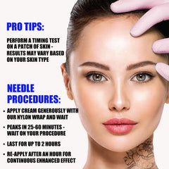 J-PRQ maximum-strength tattoo cream application close-up shows lightweight, non-greasy texture for sessions.
