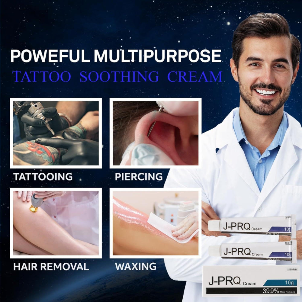 J-PRQ maximum-strength tattoo cream on skin demonstrates extended wear for long sessions.