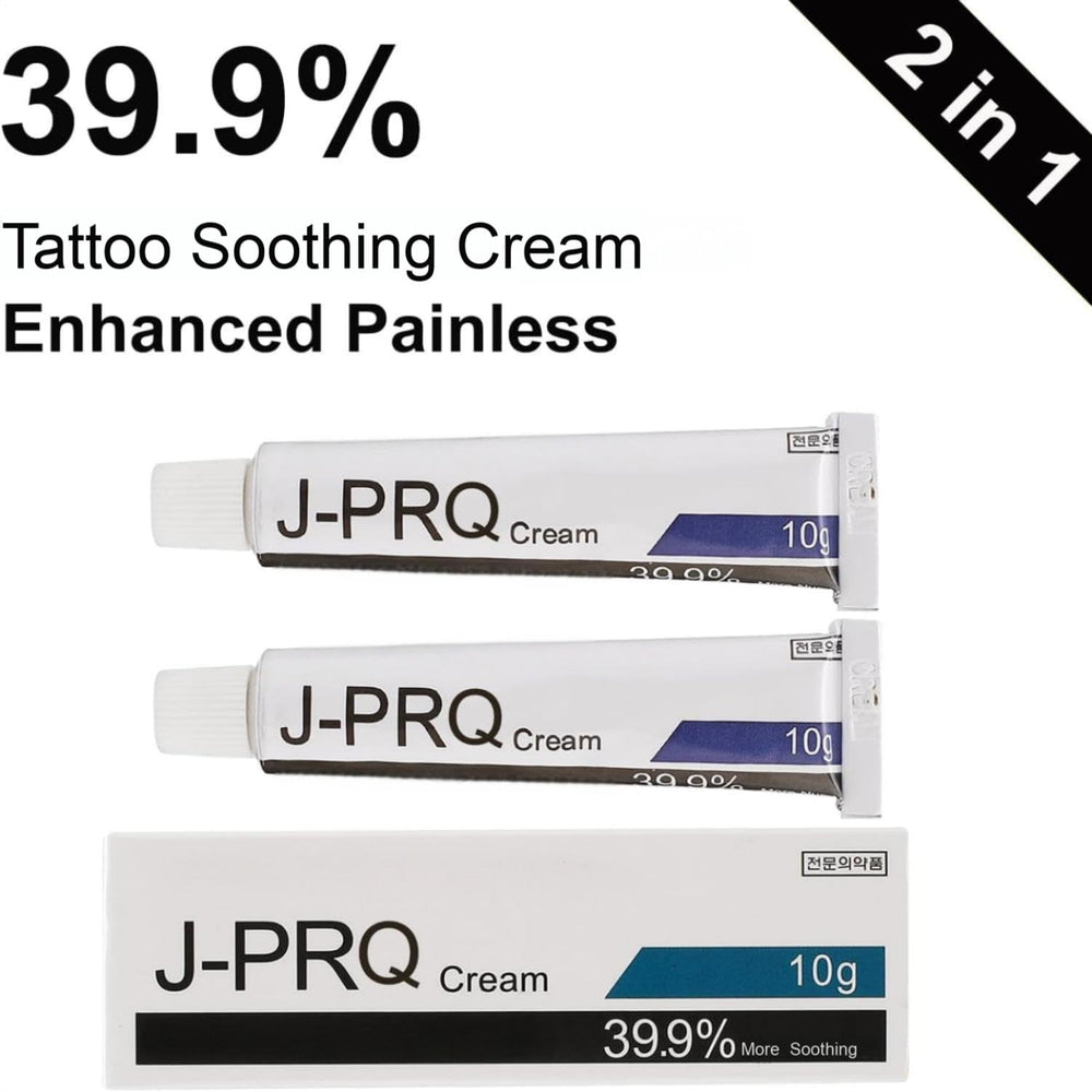 J-PRQ maximum-strength tattoo cream two-pack packaging emphasizes value and convenience.