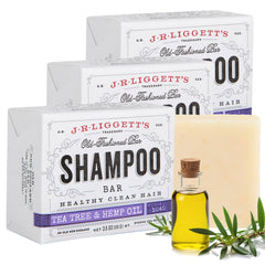 J.R.LIGGETT'S Tea Tree shampoo bar pack front view for fragrance-free cleansing.