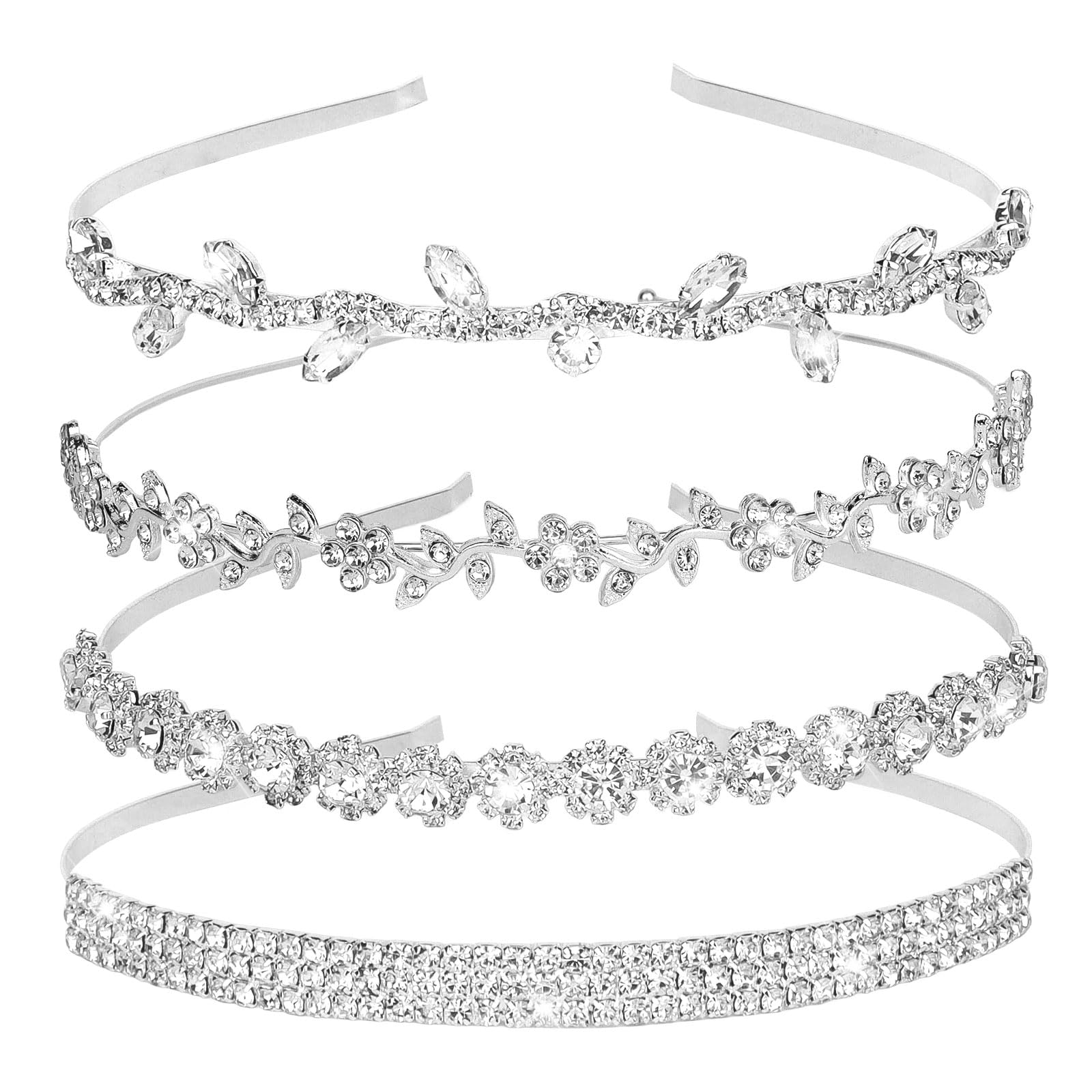 Jaciya rhinestone headband with leaf design for elegant bridal look and secure all-night wear.