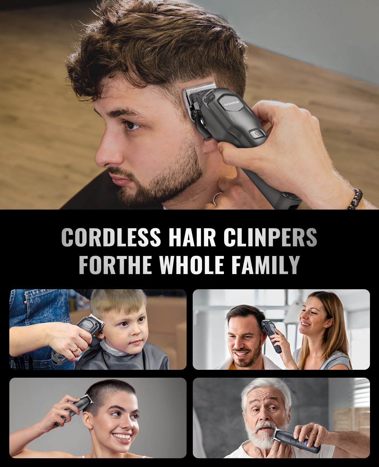 Jack & Rose Clippers Set side view highlighting ergonomic grip for extended grooming