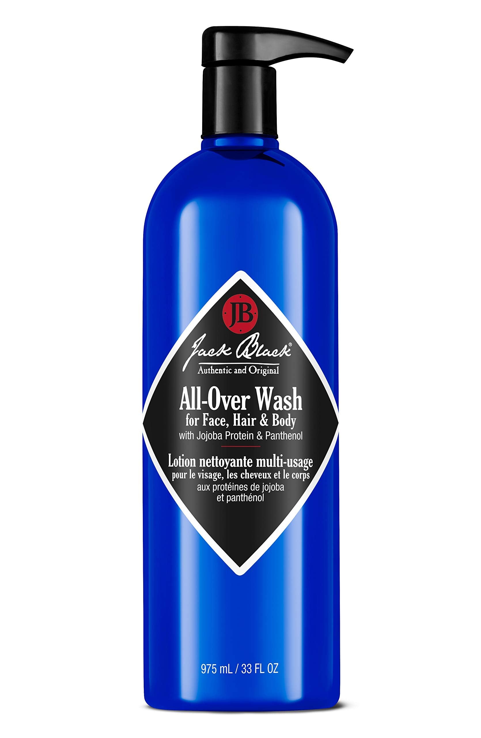 Jack Black All-Over Wash bottle shows citrus-mint oakmoss scent for a refreshing cleanse.