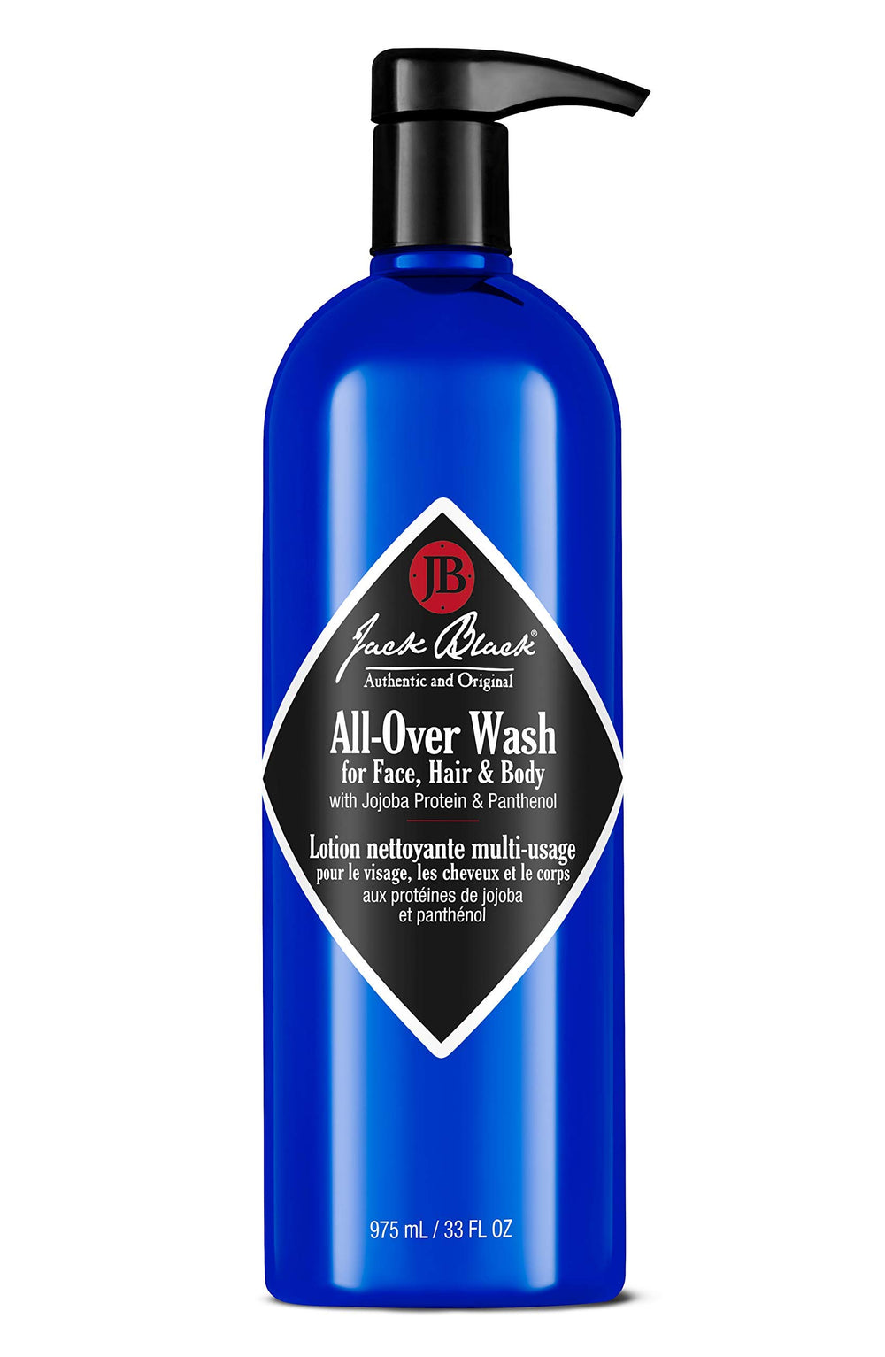 Jack Black All-Over Wash bottle shows citrus-mint oakmoss scent for a refreshing cleanse.
