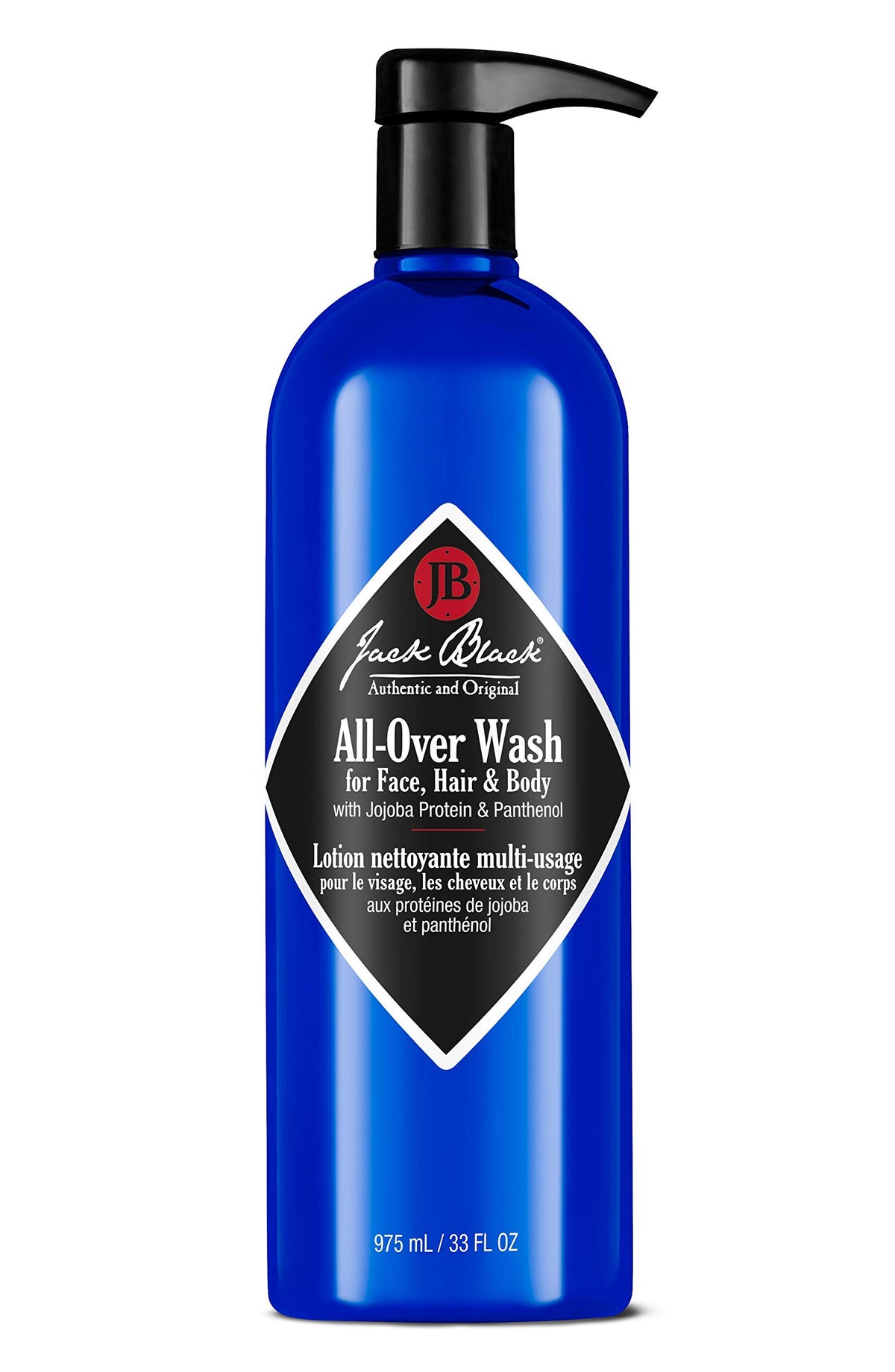 Jack Black All-Over Wash bottle shows citrus-mint oakmoss scent for a refreshing cleanse.