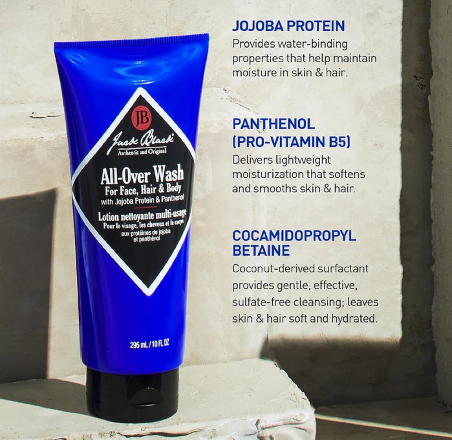 Cabello lavado con Jack Black All Over Wash tras enjuagar.