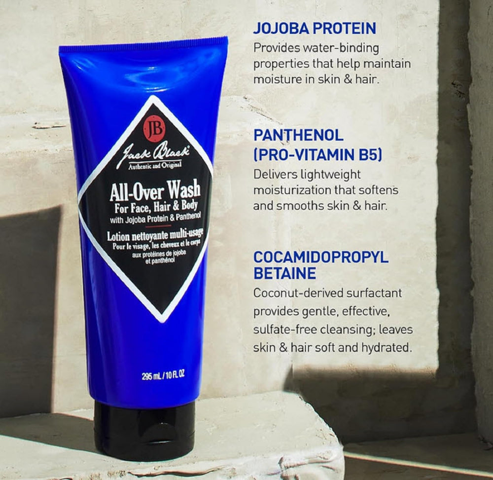 Cabello lavado con Jack Black All Over Wash tras enjuagar.
