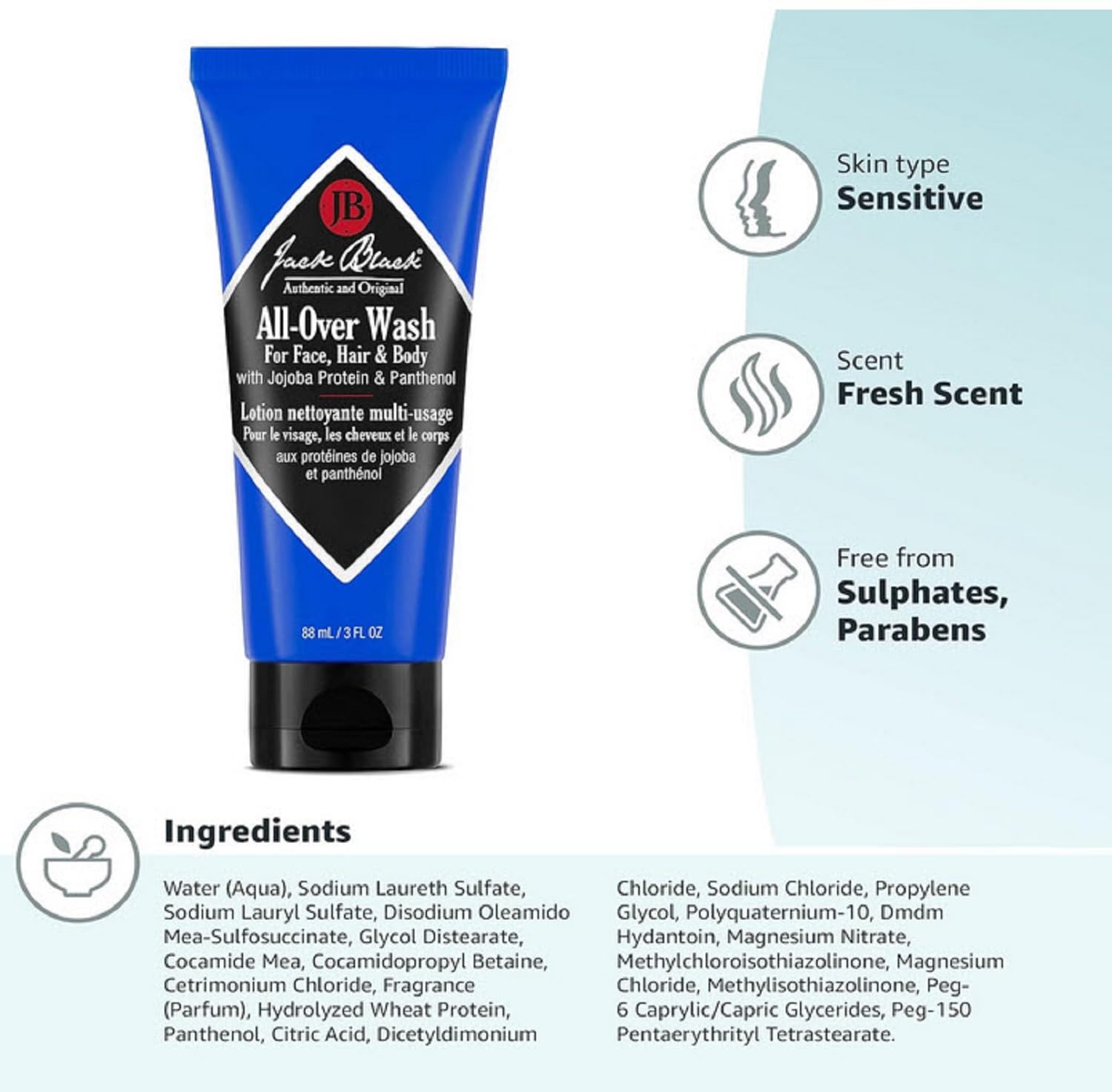 Jack Black All Over Wash sulfate-free formula iconography