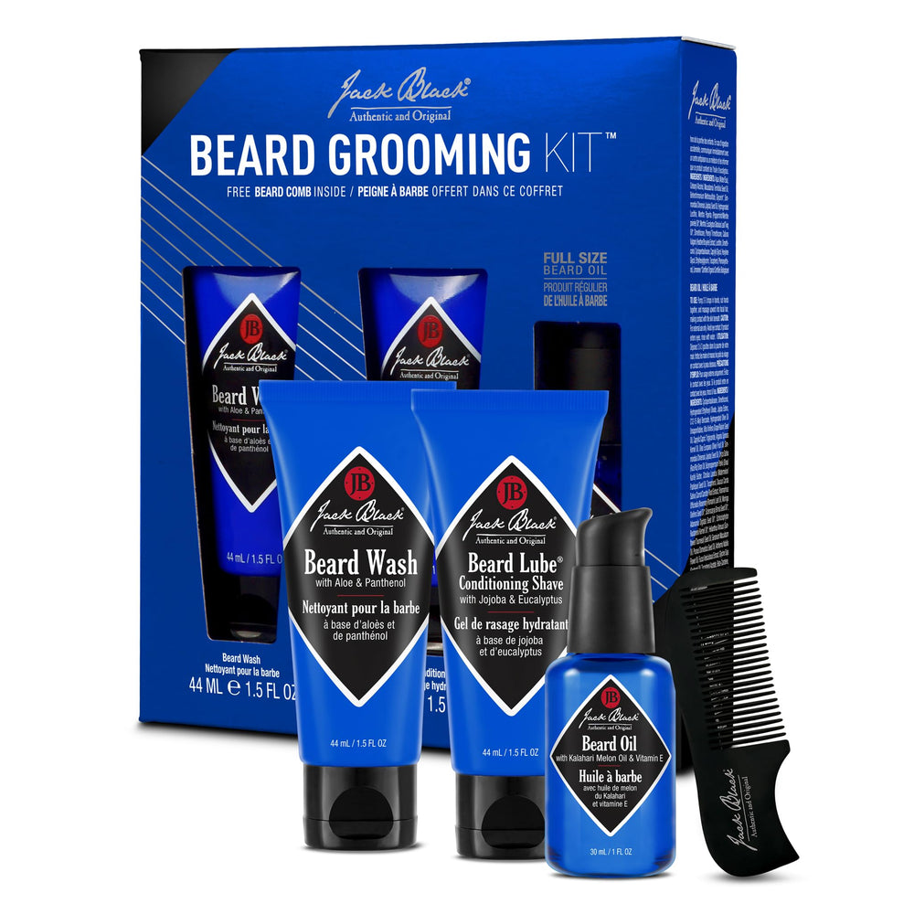 Jack Black Beard Grooming Kit travel case for easy on-the-go beard care.