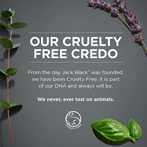 Jack Black beard oil packaging shows vegan, cruelty-free, and dermatologist tested claims.