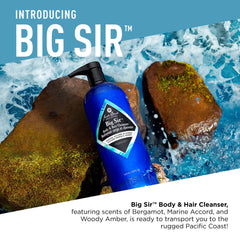 Jack Black Big Sir lather-foam demonstrates rich cleansing for body and hair.