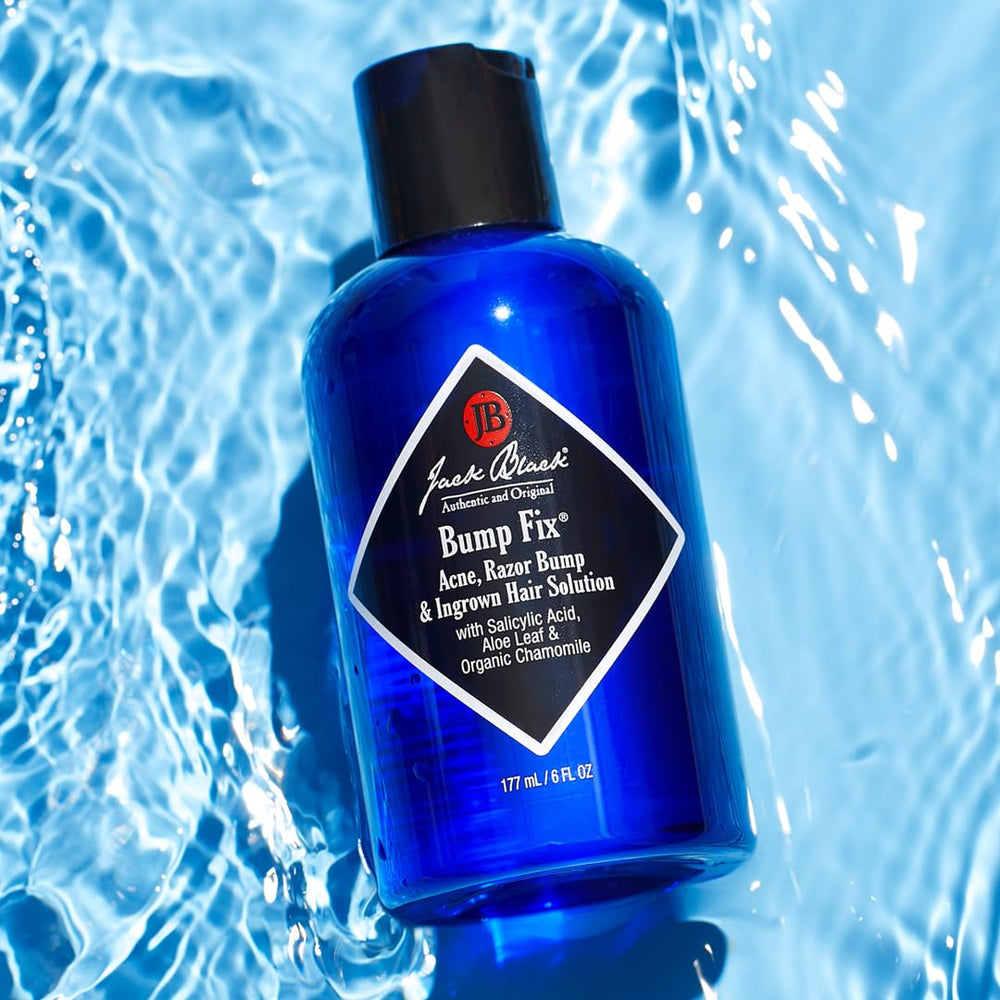 Jack Black Bump Fix application being applied for hydrating exfoliation and oil control.