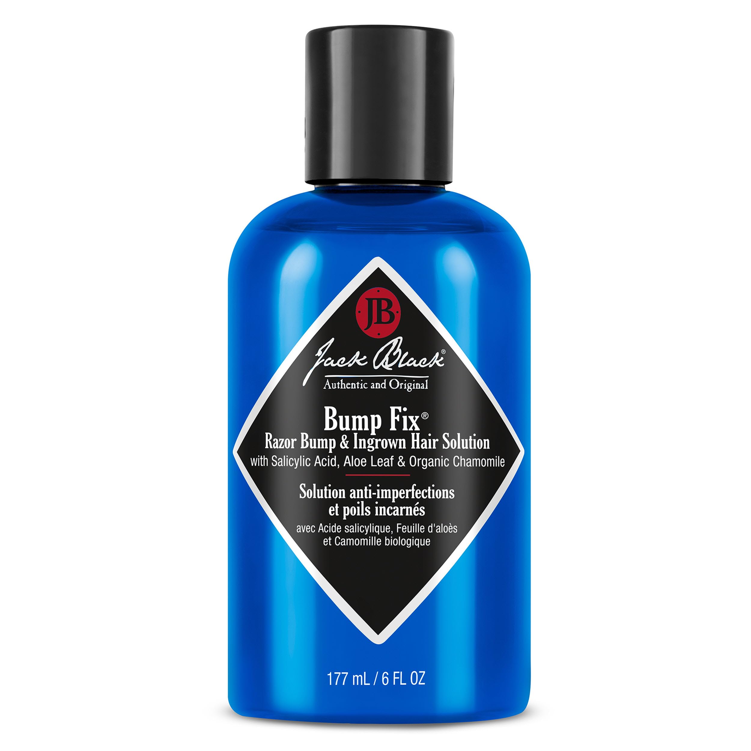 Jack Black Bump Fix bottle ready for daily acne and razor bump care, skin smoothing.