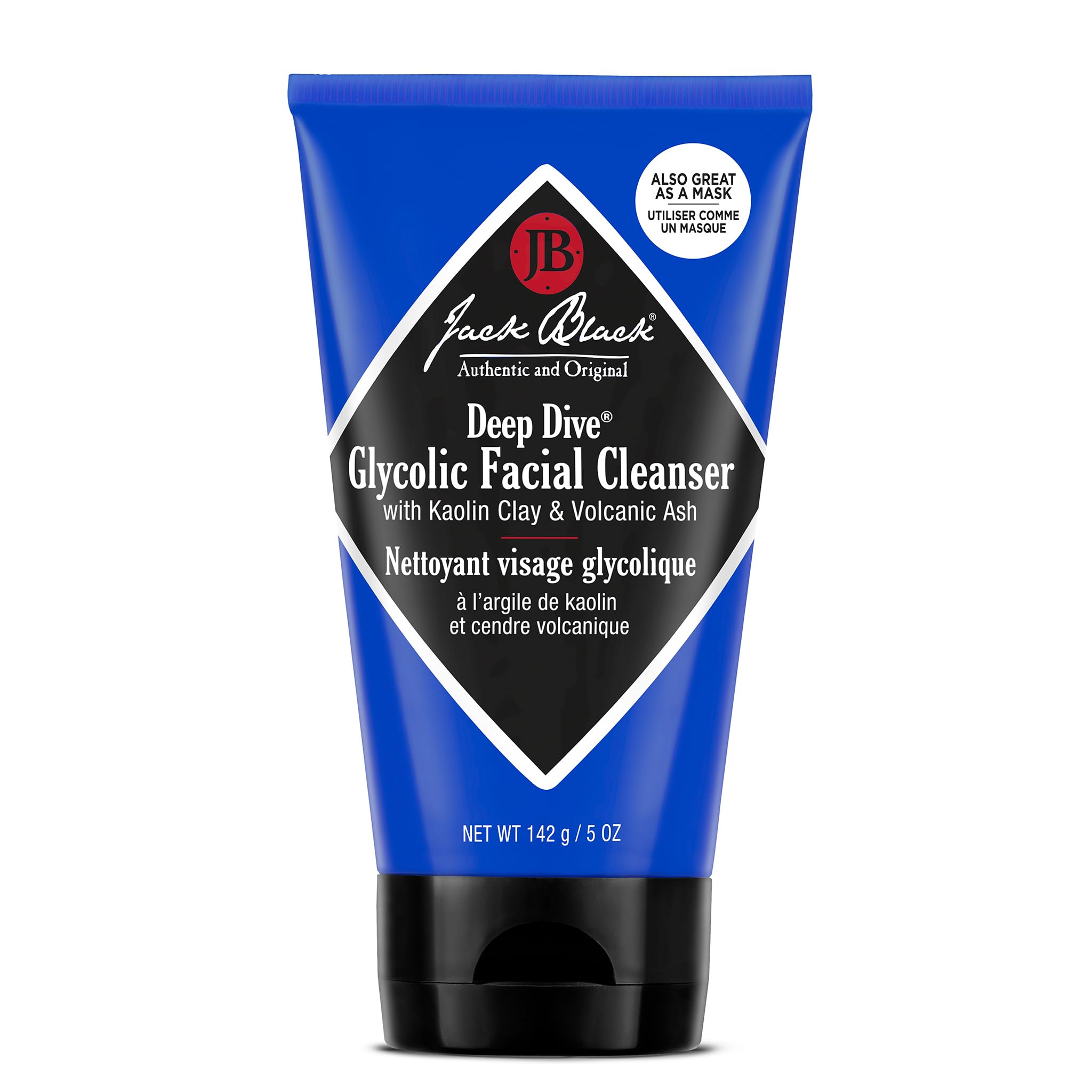 Jack Black Deep Dive Glycolic Cleanser bottle for purifying clay-based cleanse and smoother skin