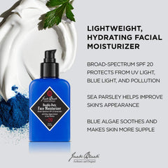 Jack Black Double-Duty moisturizer in application shows SPF 20 and easy morning use