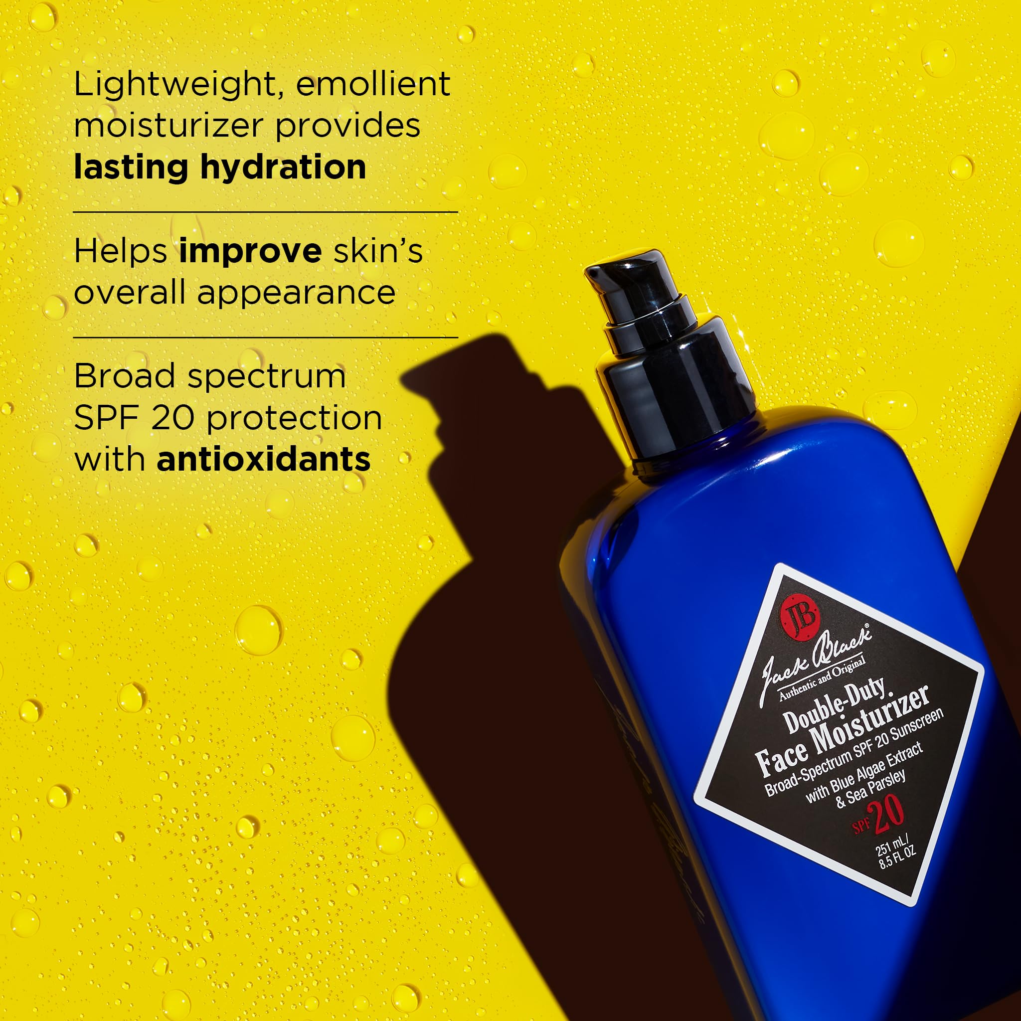 Close-up of cream texture from Jack Black for quick absorption and comfortable wear.