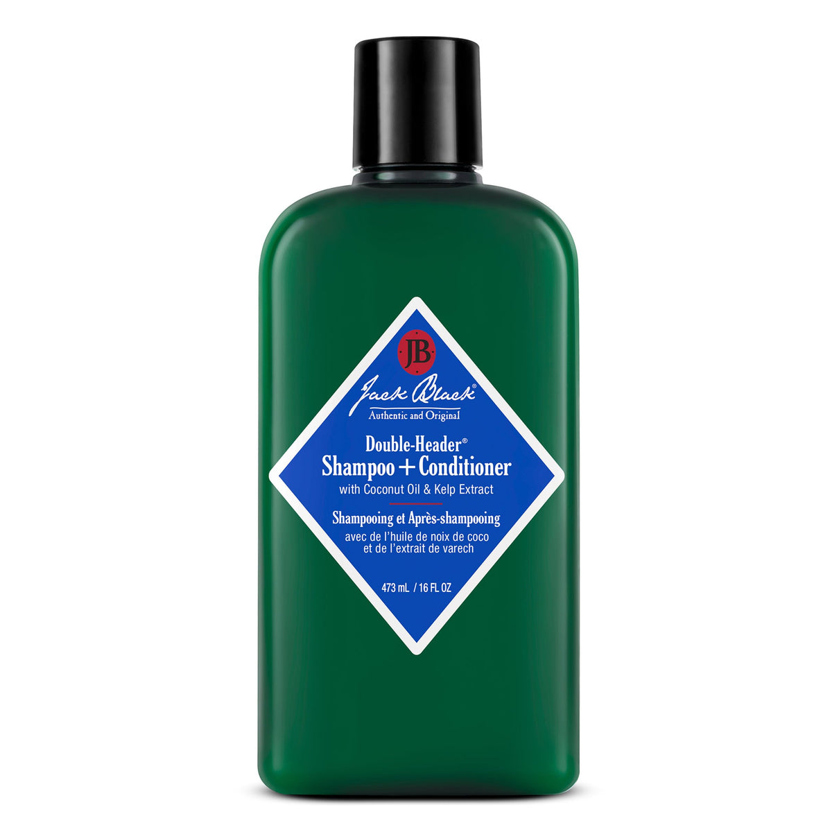 Jack Black Double-Header Shampoo bottle pour shows sulfate-free cleansing for oil removal