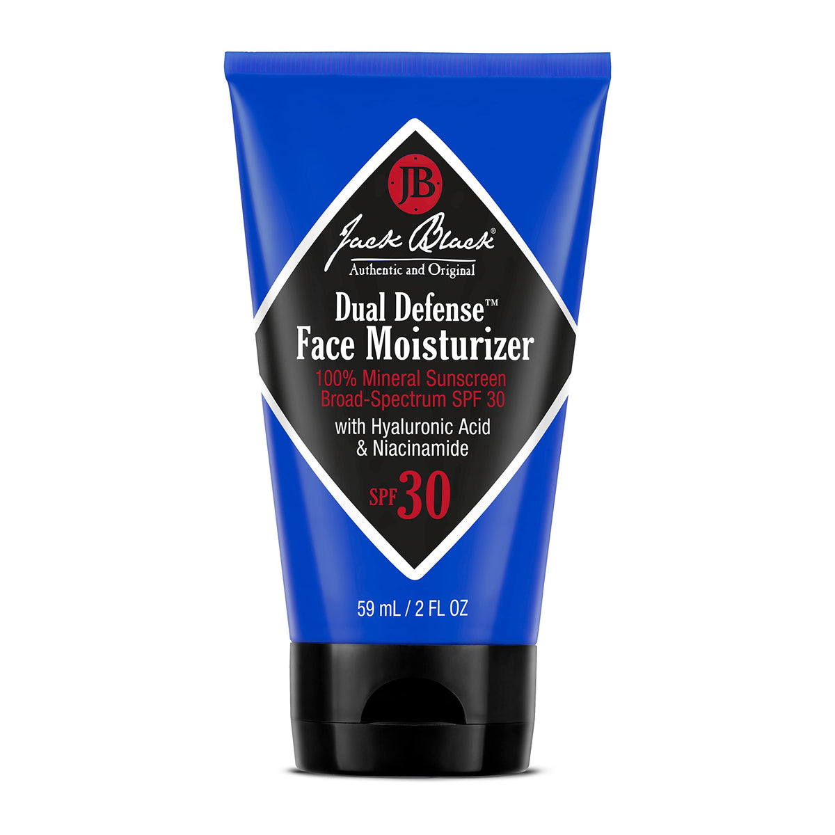 Jack Black Dual Defense face moisturizer bottle emphasizes weightless hydration for daily wear