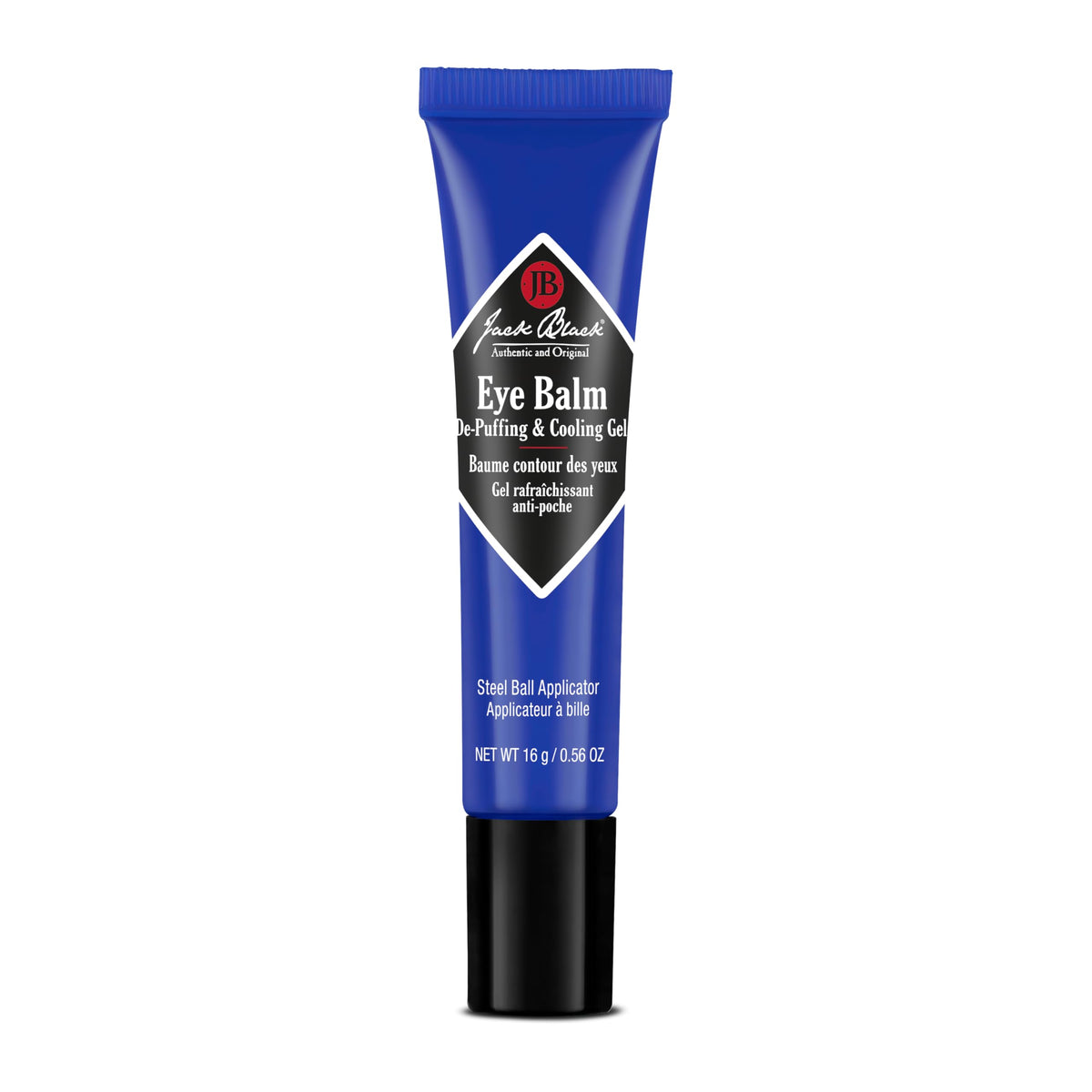 Jack Black Eye Balm rollerball application provides a cool refreshing eye de-puff
