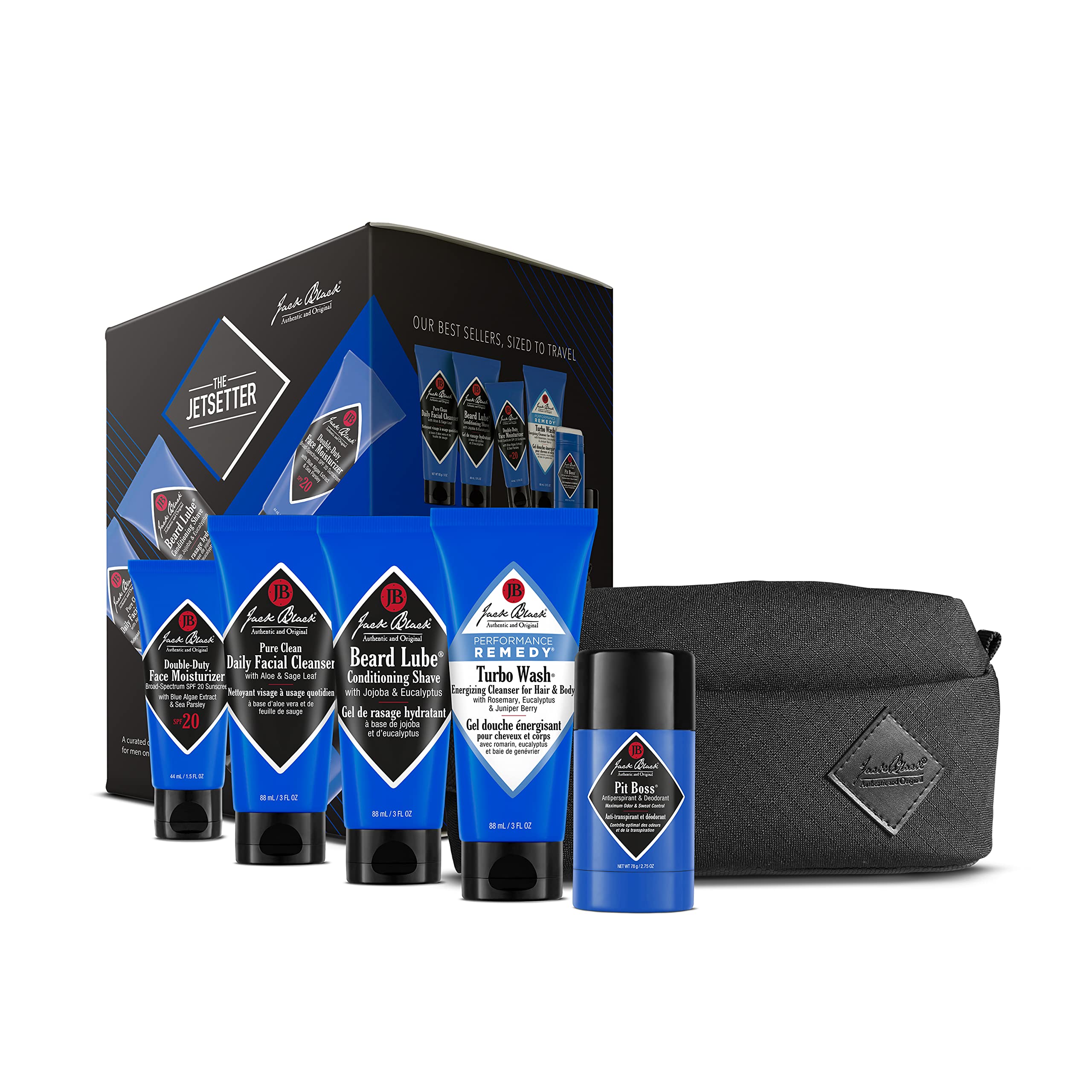 Jack Black Jetsetter travel bag close-up, premium organization for on-the-go grooming.