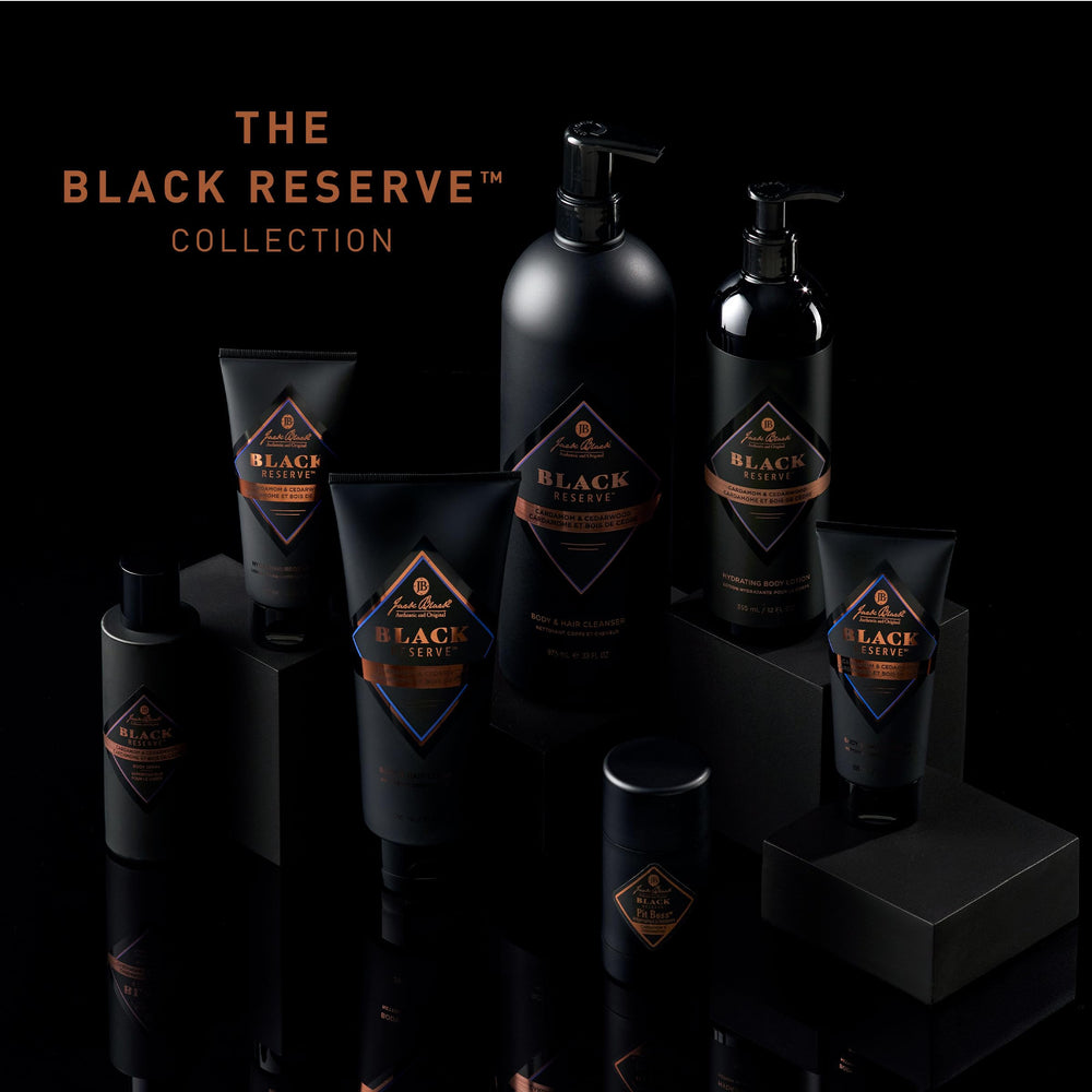 Jack Black Black Reserve in morning routine for invigorating, confident start.