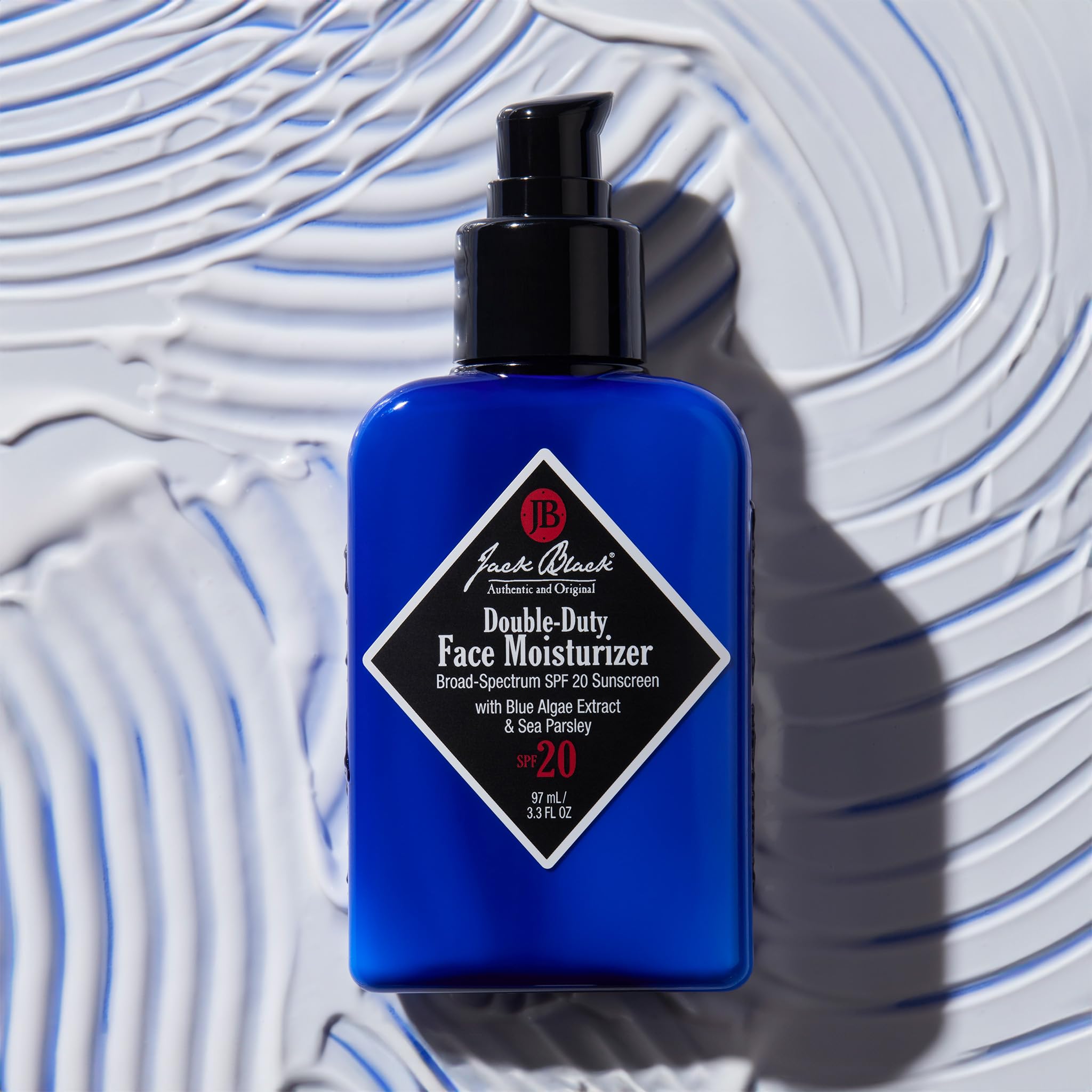 Product on shelf emphasizing sunscreen plus facial treatment in one easy step.