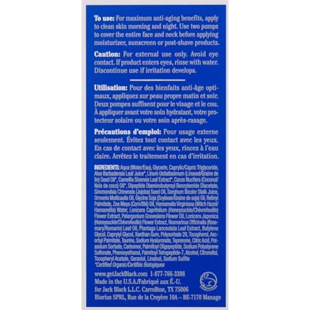 ProSeries packaging highlights on Jack Black serum box and bottle