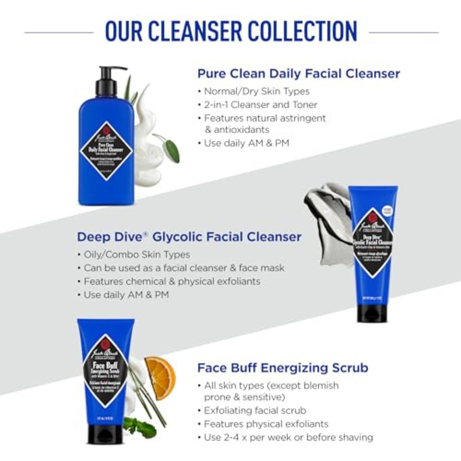 Jack Black Pure Clean Chamomile Extract closeup suggesting soothing redness reduction for sensitive skin