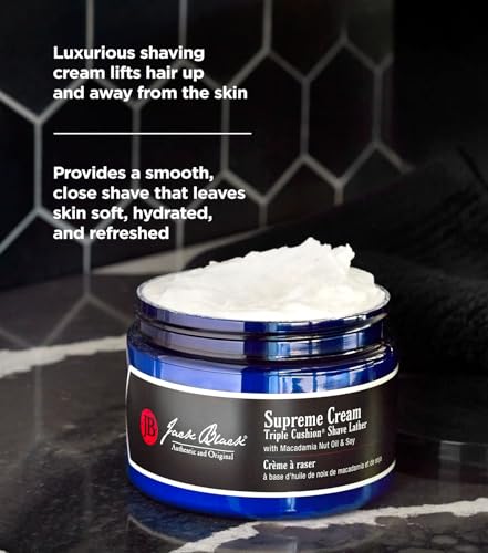Jack Black Supreme Cream close-up — rich lather cushions the razor for a glide