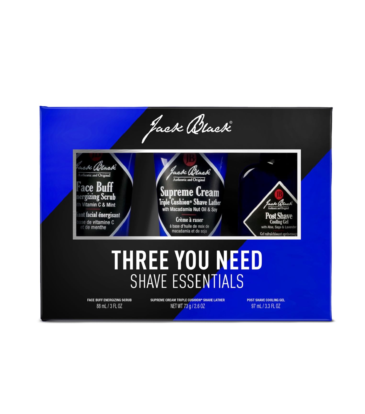 Jack Black travel kit shave essentials close-up demonstrates compact, grab-and-go skincare.