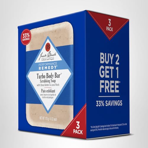 Jack Black Turbo Body Bar lava rock exfoliation image suggests gentle polishing for clean skin