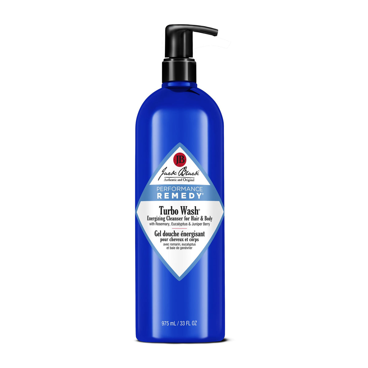 Jack Black Turbo Wash bottle front highlights dual-purpose cleanser for hair and body