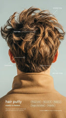 Jack Henry Hair Putty botanicals close-up features mango butter and broccoli seed oil
