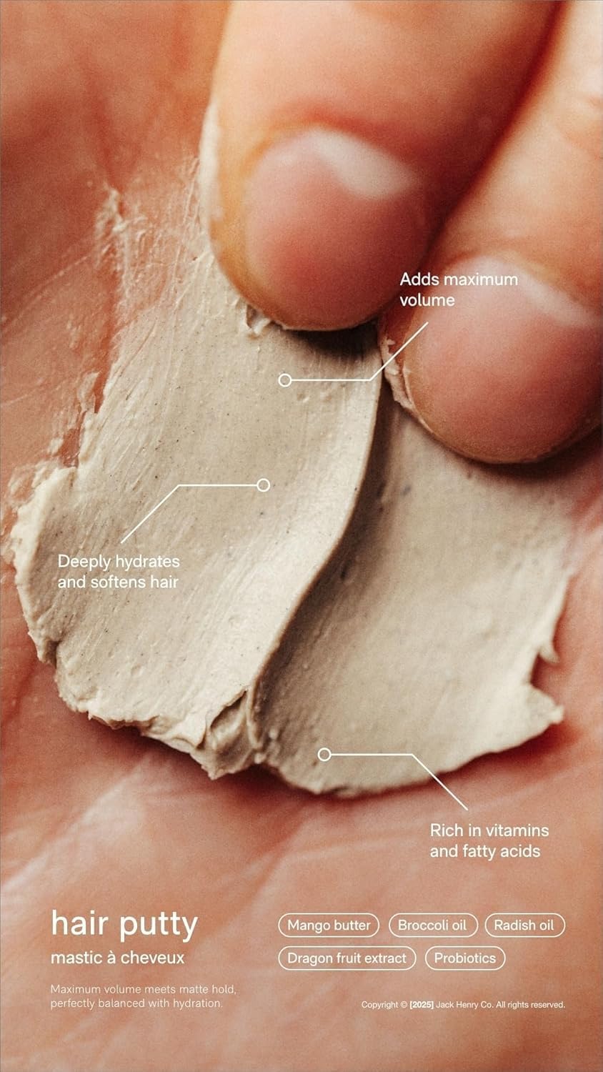 Jack Henry Hair Putty finish matte close-up shows natural non-greasy feel