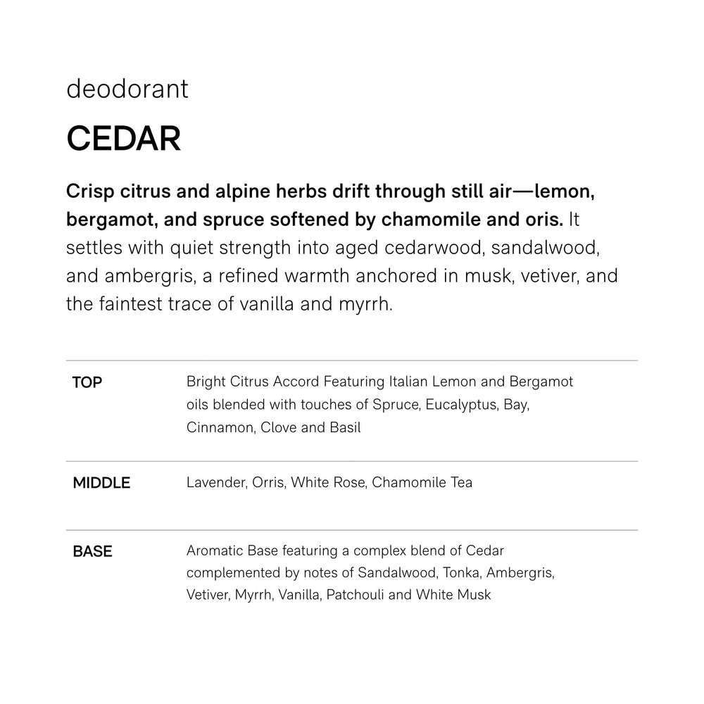 Jack Henry Cedar underarm application in use-case photo highlights odor-friendly performance.