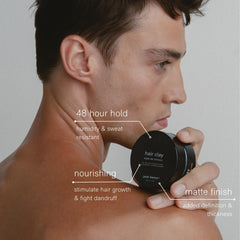 Jack Henry Premium Hair Clay displays a natural matte finish on styled hair.