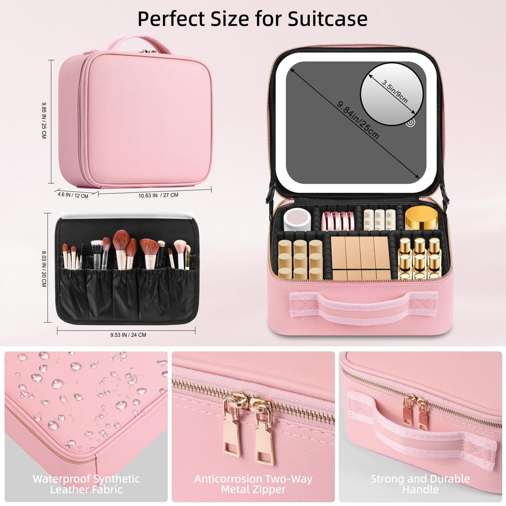 Jadazror makeup case interior with adjustable dividers for customizable storage
