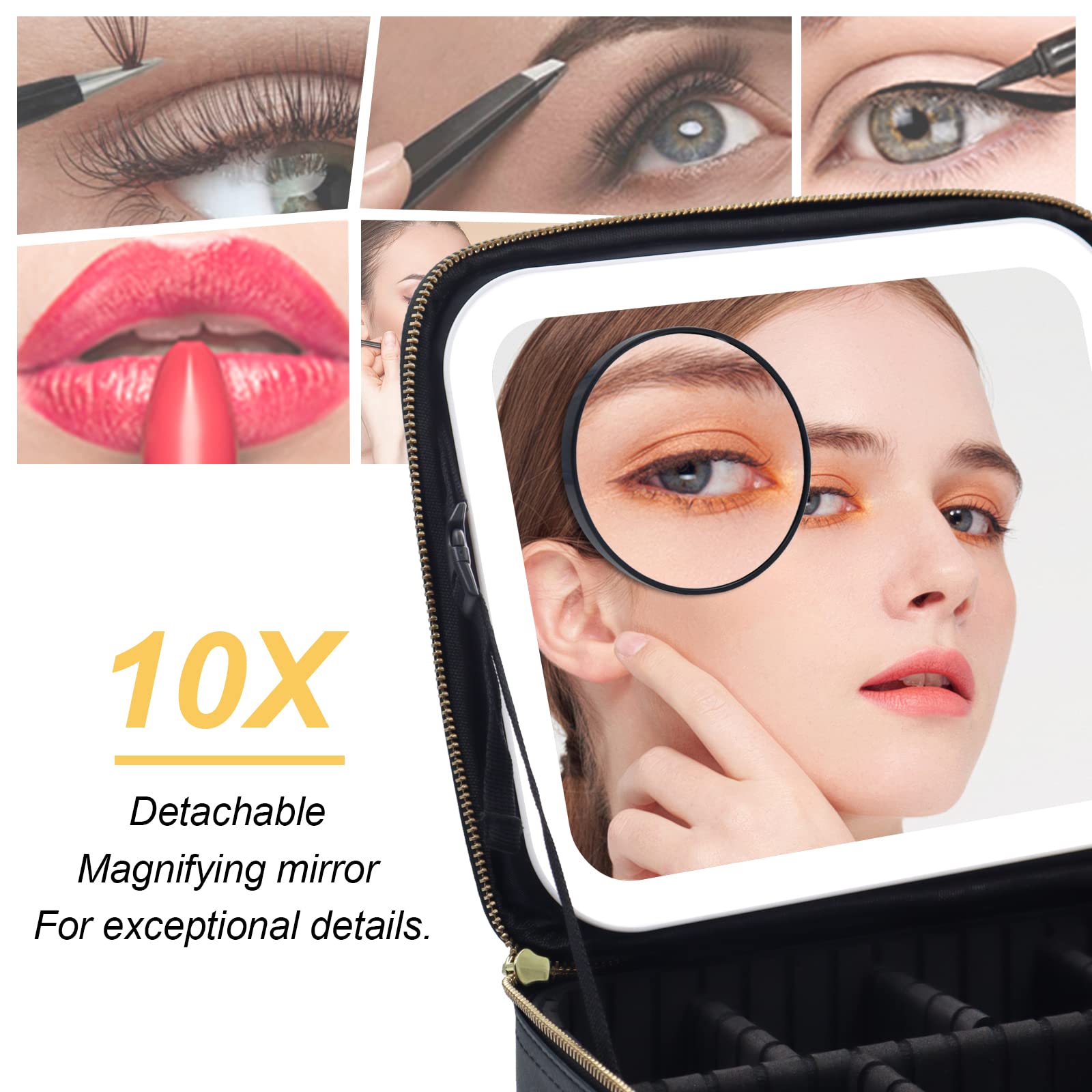 Jadazror travel-friendly case with battery supports a week of makeup sessions.