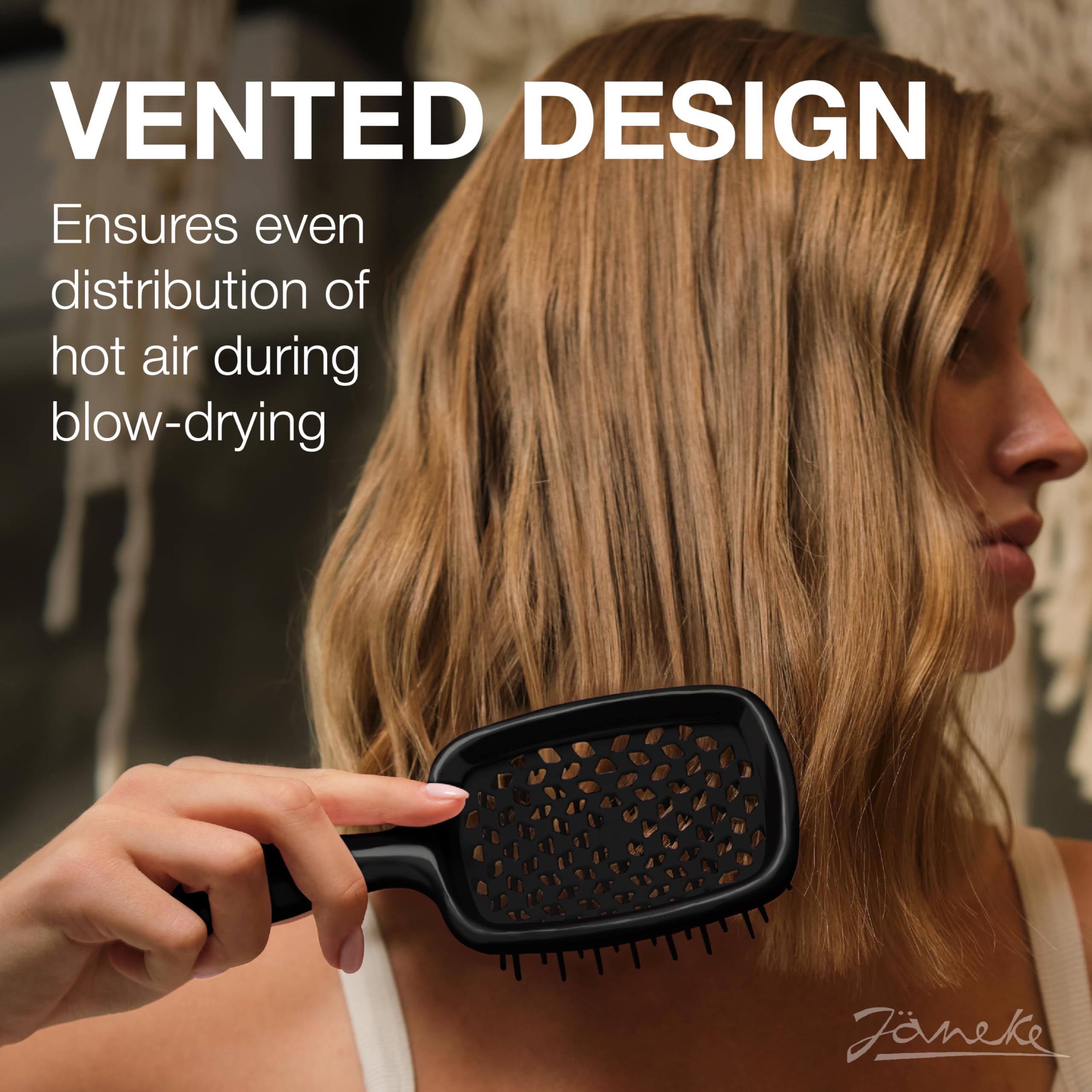 Jaenke Superbrush vented honeycomb design boosts airflow for quicker air-drying.