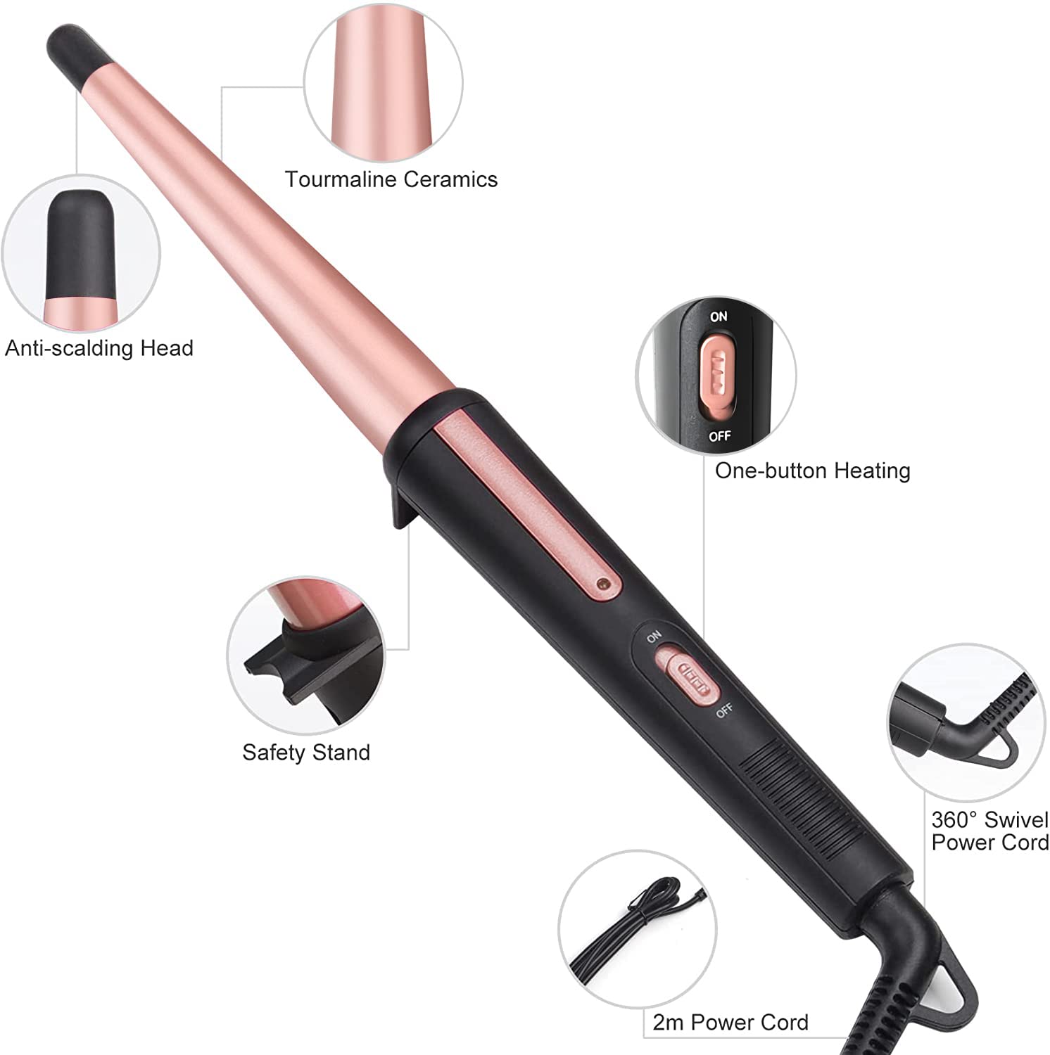 JAETON ceramic-tourmaline barrel for smooth, frizz-free finish.