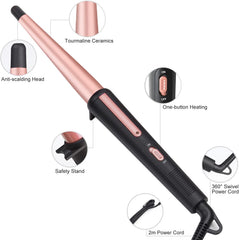 JAETON ceramic-tourmaline barrel for smooth, frizz-free finish.