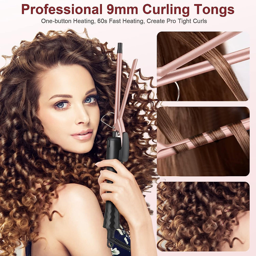 JAETON curling iron clip holds hair for precise styling.