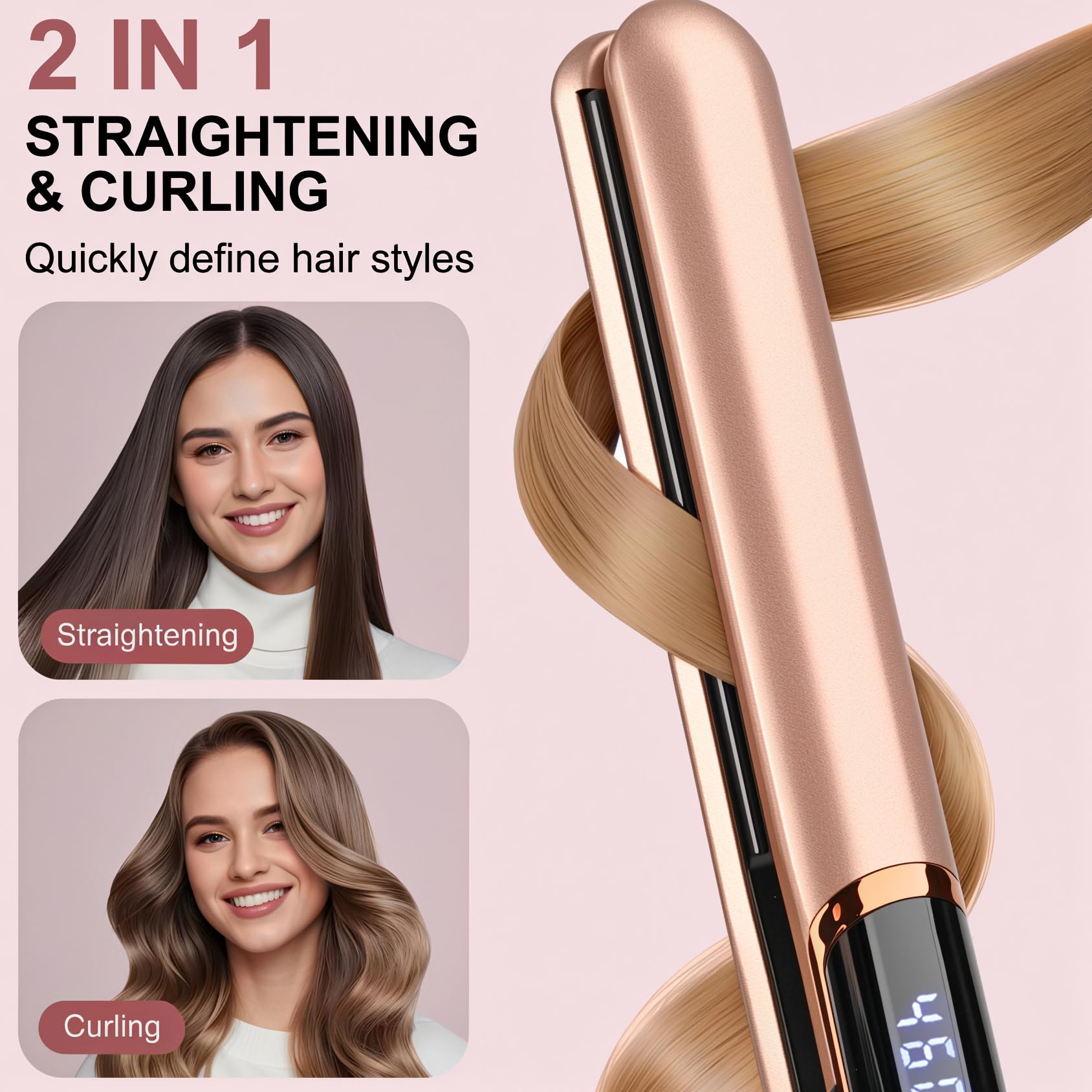 JAETON flat iron ceramic coating reduces frizz for sleek hair
