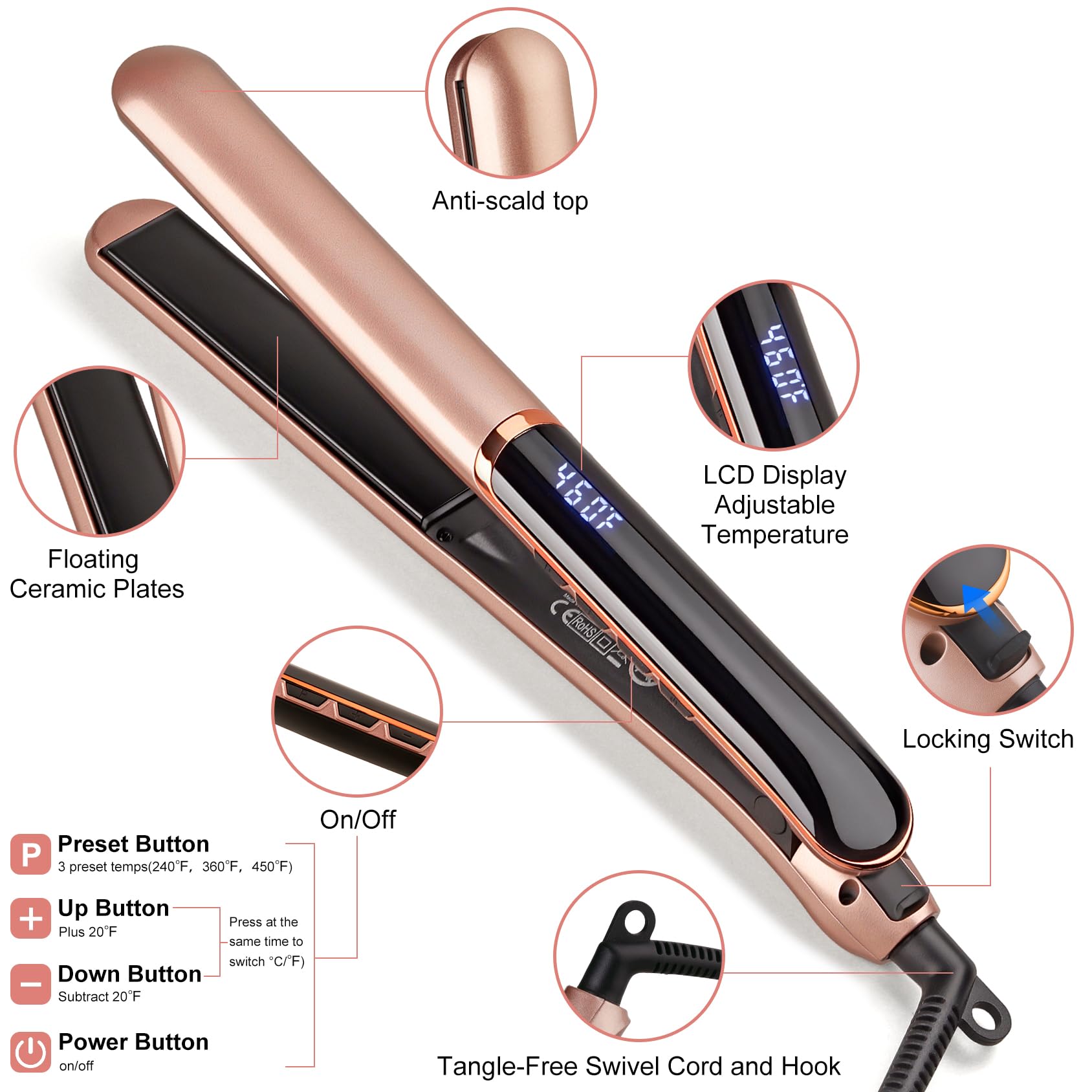 JAETON flat iron dual voltage ideal for travel worldwide